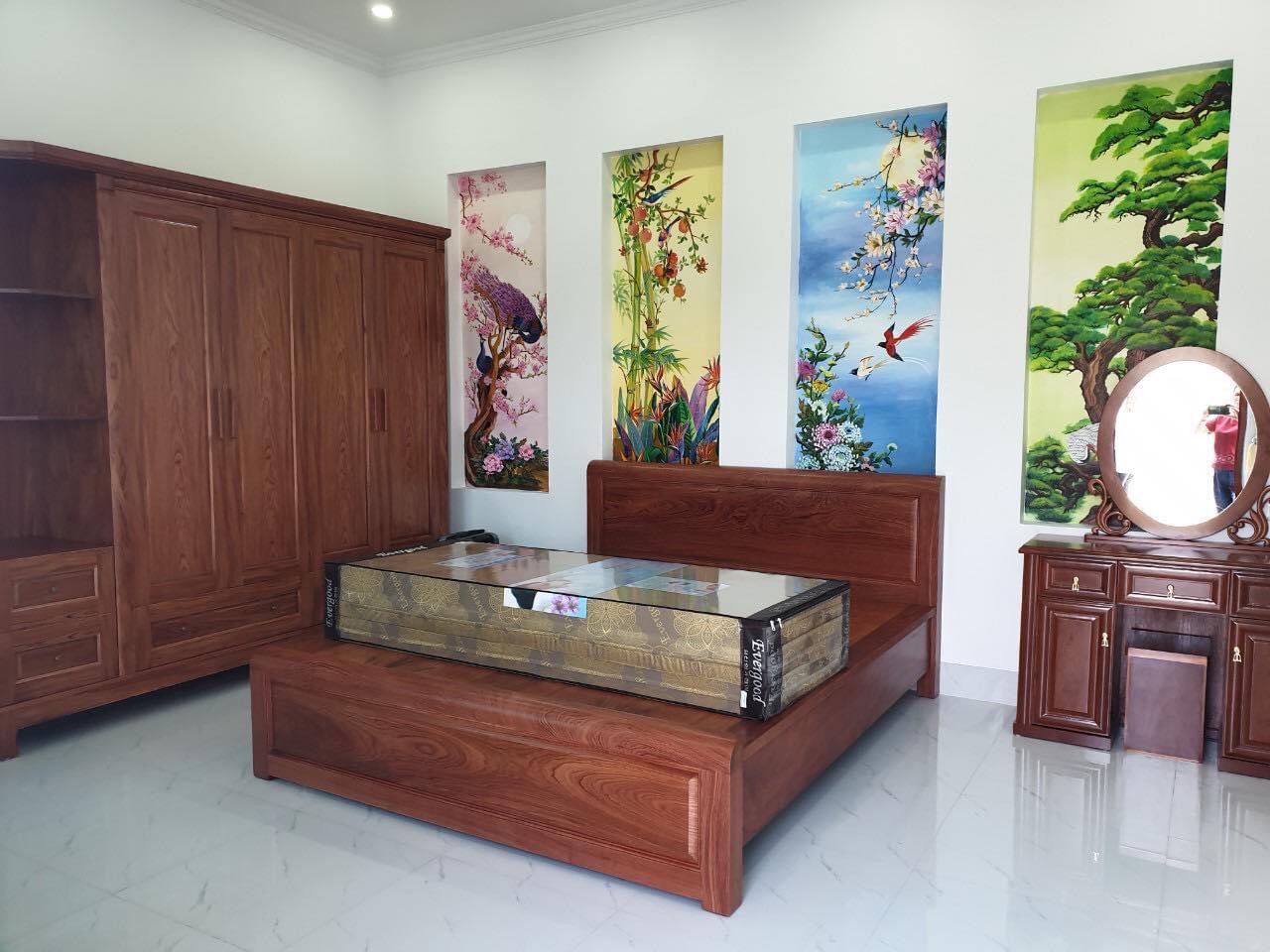 Bộ giường tủ gỗ hương đá cao cấp 